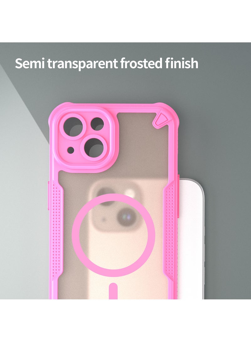 Cover For iPhone 13 Armor Glaze MagSafe Magnetic Phone Case Raised edges around the screen and camera lens help prevent scratches - Pink - Image 4