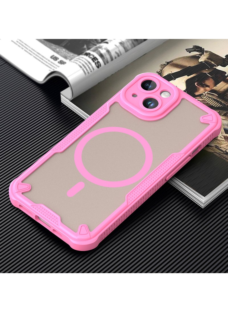 Cover For iPhone 13 Armor Glaze MagSafe Magnetic Phone Case Raised edges around the screen and camera lens help prevent scratches - Pink - Image 2