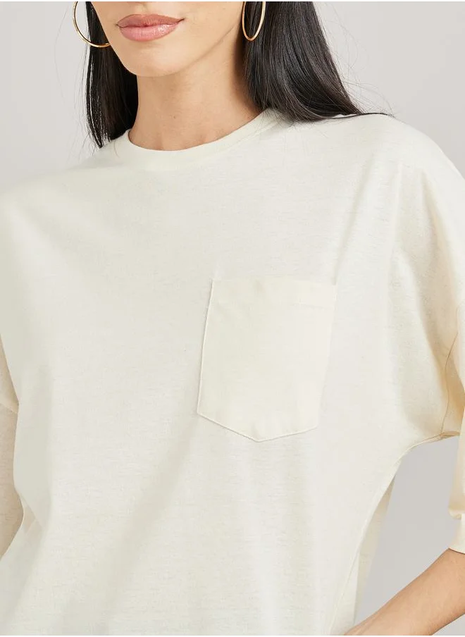 ستايلي Peanuts Oversized Back Print Drop Shoulder Longline T-Shirt
