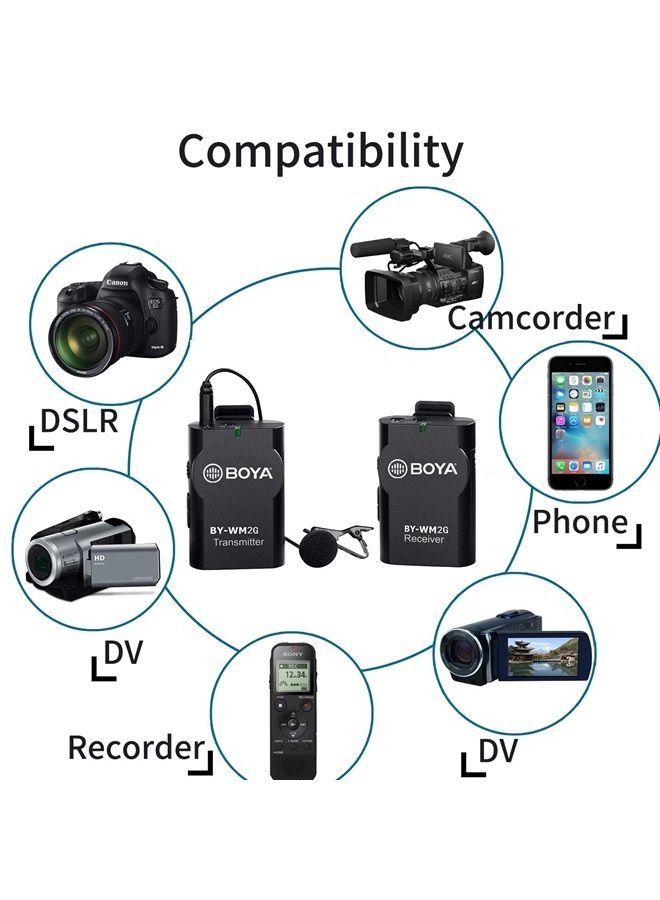 BOYA Lavalier Wireless Microphone for Smartphone Camera Vlog, New Version BOYA BY-WM2G Universal Mic with Real-time Monitor for IOS Smartphone Tablet DSLR Sony Camcorder GoPro Audio Recorder PC Audio/Video - Image 1
