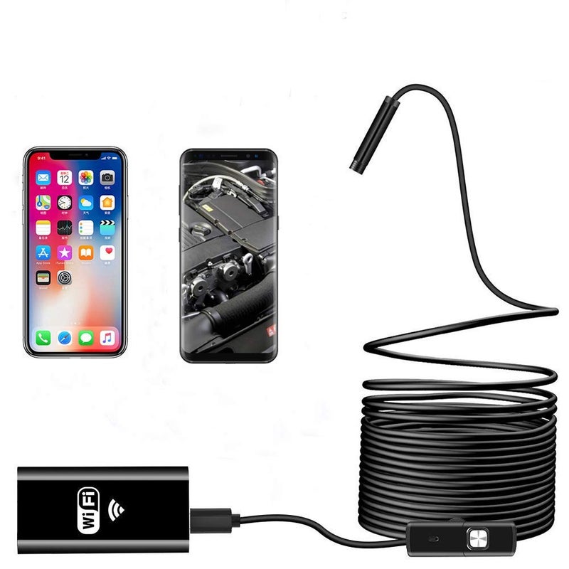 Microware كاميرا واي فاي على شكل ثعبان مع 8 مصابيح LED - كاميرا منظار لاسلكية تلتقط صور وفيديوهات بدقة HD - متوافقة مع آيفون، أندرويد، ويندوز (2 متر) - Image 1