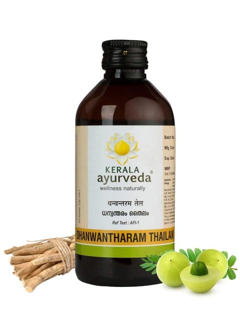 Dhanwantharam Thailam - 200 ml | Ayurvedic Oil for Prenatal & Postnatal Recovery | Ideal for Stretch Marks Removal for Men & Women | Massage Oil for Relaxed Body | Strengthens Muscles