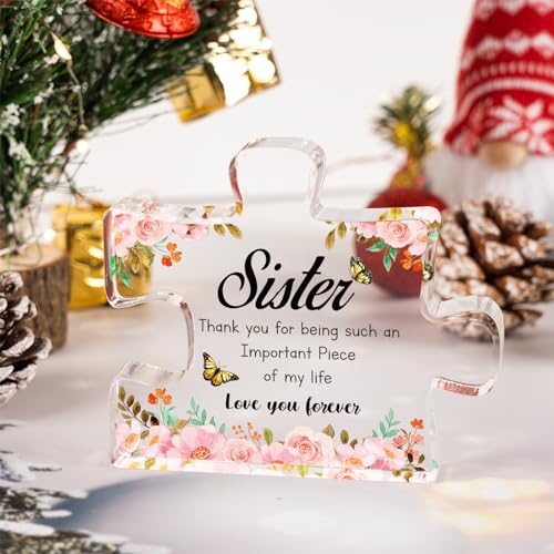 Buioata Sister Christmas Gifts -Delicate Sister Birthday Gifts-Engraved Acrylic Puzzle Piece 3.9x3.3-Mothers Day Birthday Christmas Gifts for Sister, Ideas - Image 2