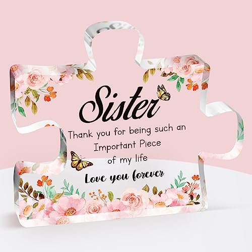 Buioata Sister Christmas Gifts -Delicate Sister Birthday Gifts-Engraved Acrylic Puzzle Piece 3.9x3.3-Mothers Day Birthday Christmas Gifts for Sister, Ideas - Image 1