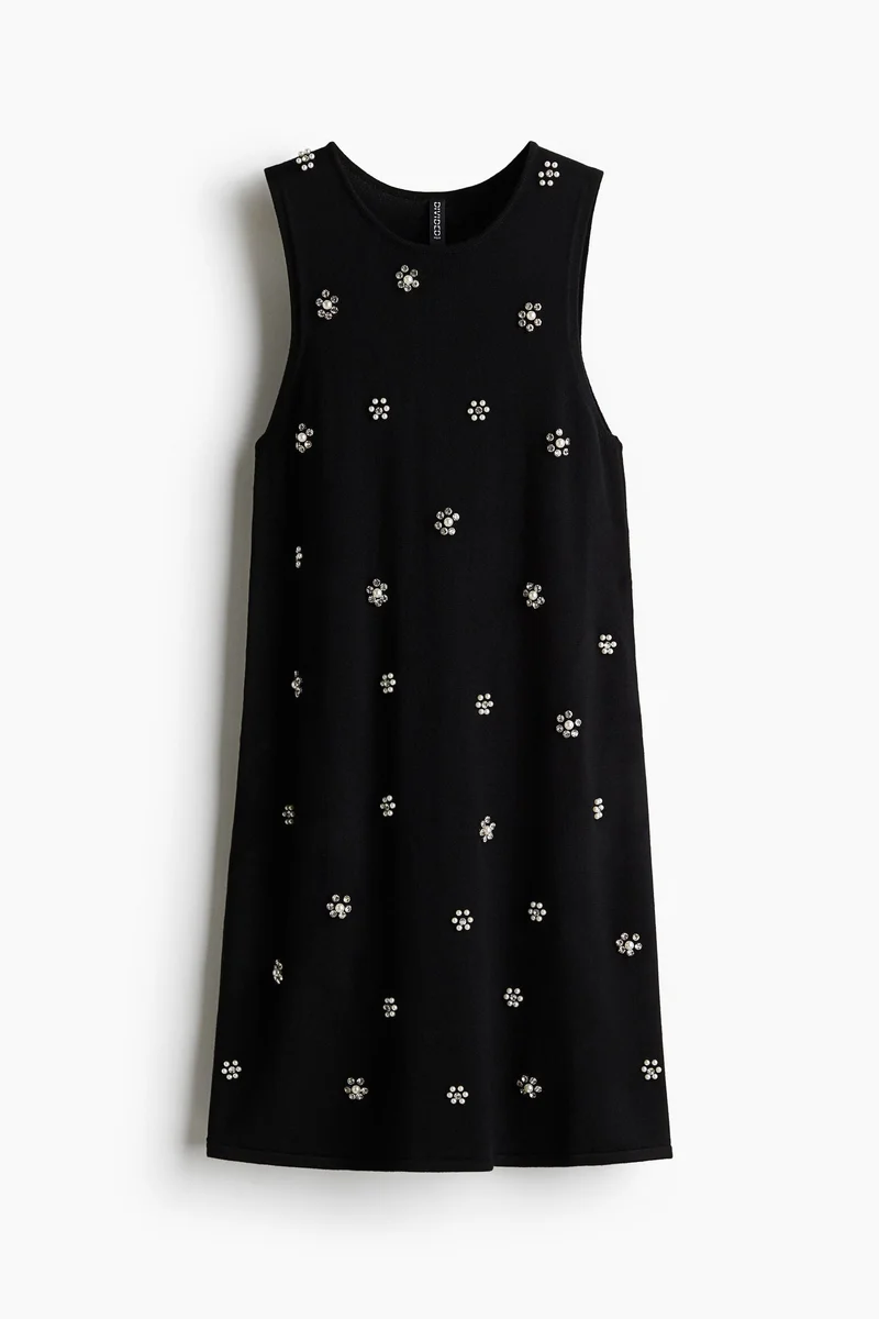 H&M Embellished fine-knit dress