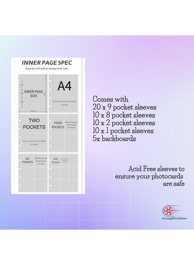 Careflection BTS Bora Whale A4 Photocard Binder Photo Album Book 3 Ring PU Leather Binder Refillable with 50 sleeves for Fujifilm Instax Mini Film/Polaroid Film/Kpop Photocard/Poster/Postcard - Image 4
