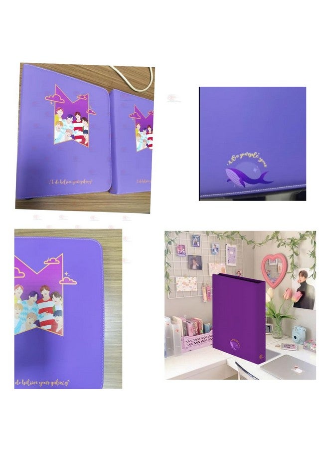 Careflection BTS Bora Whale A4 Photocard Binder Photo Album Book 3 Ring PU Leather Binder Refillable with 50 sleeves for Fujifilm Instax Mini Film/Polaroid Film/Kpop Photocard/Poster/Postcard - Image 3