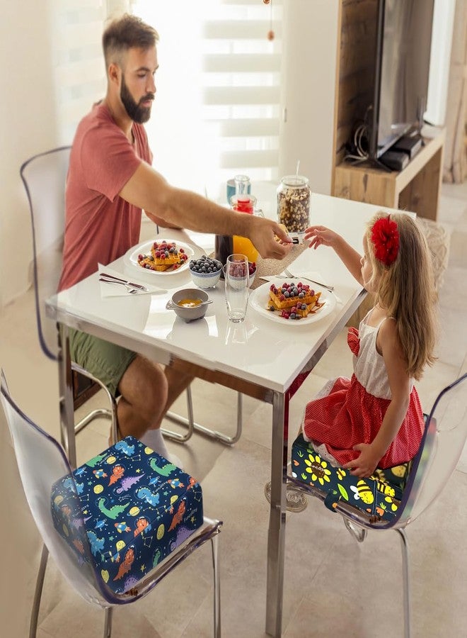 Funcority Toddler Booster Seat for Dining Table, Portable Booster Seat for Kitchen Chair, 4 Inch High-Density Foam Cushion with Adjustable Safety Straps and Non-Slip Bottom, Perfect for Kids Travel and Daily - Image 2