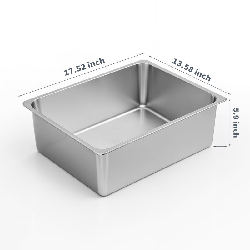 Kirecoo Stainless Steel Cat Litter Box - Metal High Sided Cat Pan, Large Stainless Steel Box, Indoor Litter Tray, Non Stick, No Smell, Easy to Clean, Pet Toilet Supplies for Kitten, Kitty, Rabbit - Image 2