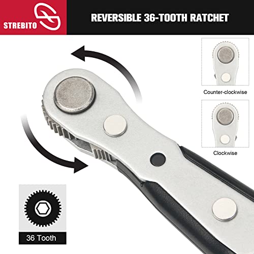 STREBITO Mini Ratchet Set 12-Piece 1/4 Right Angle Screwdriver Set - Small Ratcheting Wrench 90 Degree Offset High Torque Low Profile for Tight Spaces - Image 4