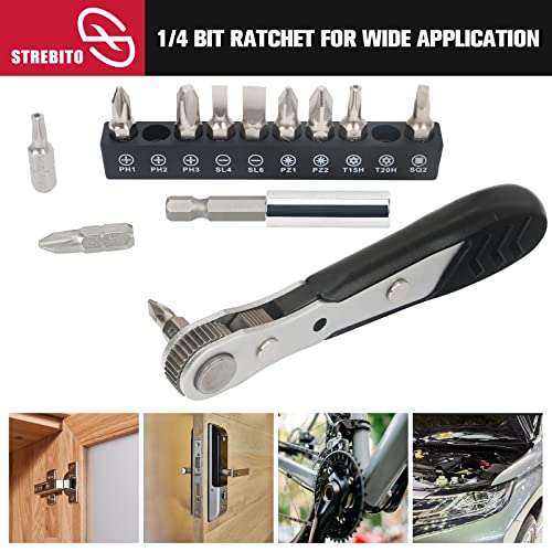 STREBITO Mini Ratchet Set 12-Piece 1/4 Right Angle Screwdriver Set - Small Ratcheting Wrench 90 Degree Offset High Torque Low Profile for Tight Spaces - Image 5