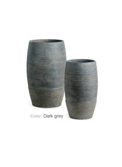 Generic 2- Piece tall oval shape dark grey Relexome Wabi-Sabi Ceramic flower Vase Duo for living room home decor (37.5 x 60.5 H),(28 X 48 H) (21 K)  - Image 1