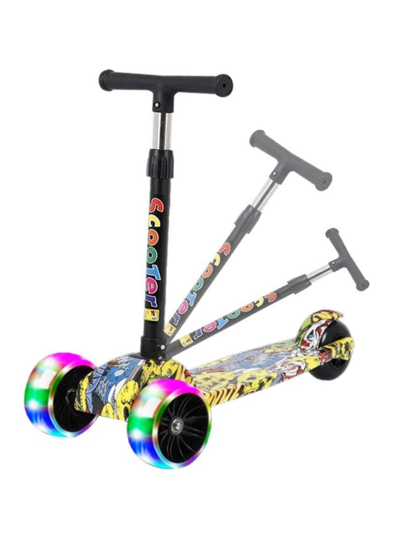 Adjustable and foldable scooter with flashing light wheels and graffiti graphics for children 55x58x25cm  - Image 1