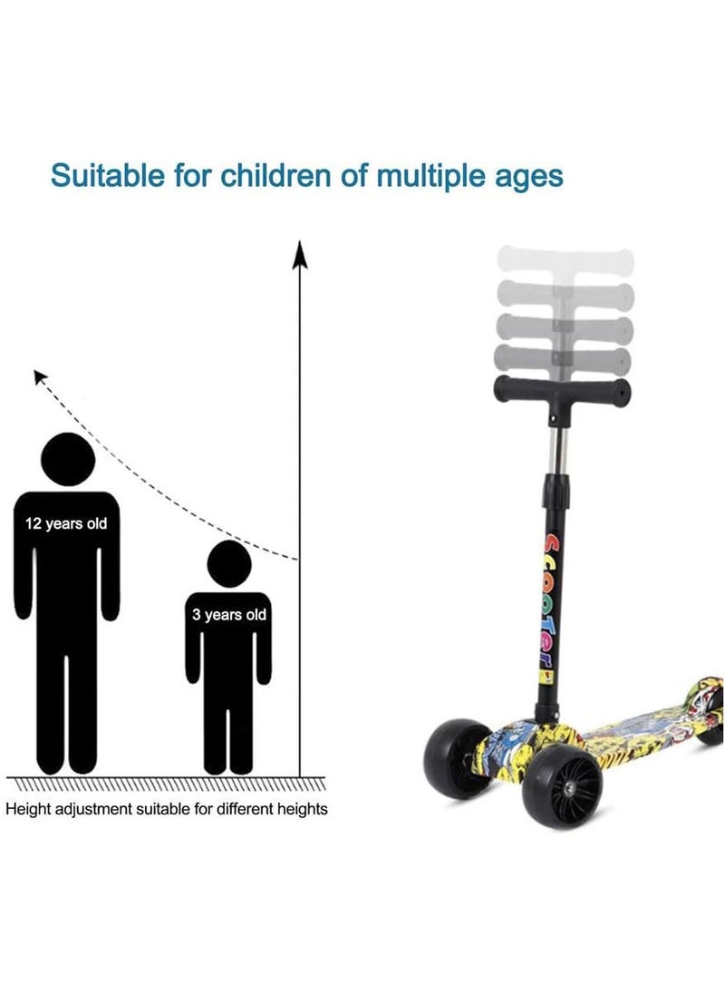 Adjustable and foldable scooter with flashing light wheels and graffiti graphics for children 55x58x25cm  - Image 2