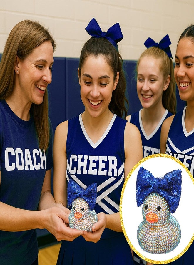 Sotiff Cheerleader Gifts Ideas Rhinestone Crystal Rubber Ducks You've Been Cheer Ducked Cheer Team Inspirational Gift Accessories for Women Teammate (Blue) - Image 4