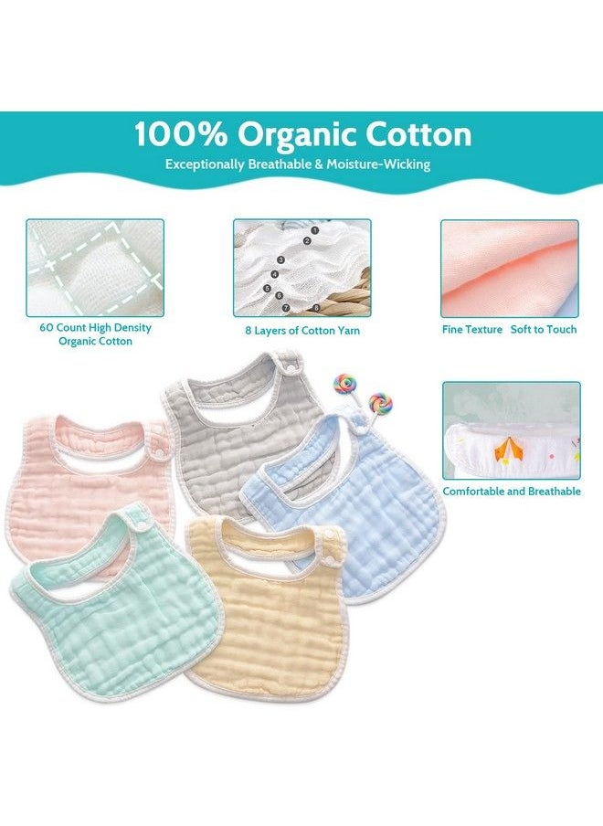 GothicBride 6Pack Muslin Baby Bibs Ultra Soft Absorbent 100% Organic Cotton Baby Bandana Drool Bibs Adjustable Snaps For Infants Newborns And Toddlers Stylish Unisex Bandana Bibs For Teething And Drooling  - Image 5