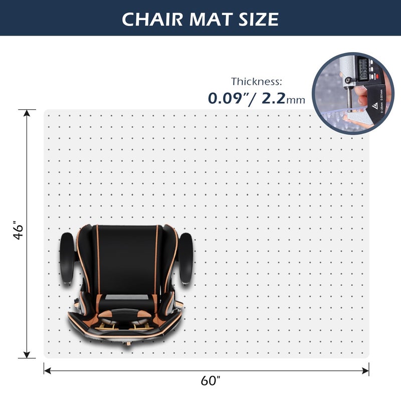 SALLOUS Chair Mat for Carpet, SALLOUS 46" x 60" Office Chair Mat for Carpeted Floors, Heavy Duty Vinyl Floor Mat with Grips, Floor Protector Computer Desk Mat for Home Office (Clear, Rectangular) - Image 2