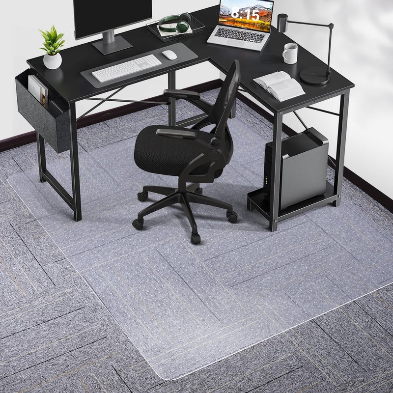 SALLOUS Chair Mat for Carpet, SALLOUS 46" x 60" Office Chair Mat for Carpeted Floors, Heavy Duty Vinyl Floor Mat with Grips, Floor Protector Computer Desk Mat for Home Office (Clear, Rectangular) - Image 1