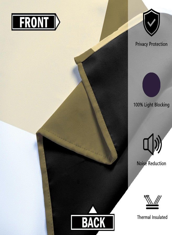 Tyrot Beige 100% Blackout Curtains for Bedroom 63 inch Long 2 Panels Set White Beige Modern Abstract Geometric Black Out Curtains Insulated Room Darkening Window Drapes for Living Room, 52Wx63L - Image 5