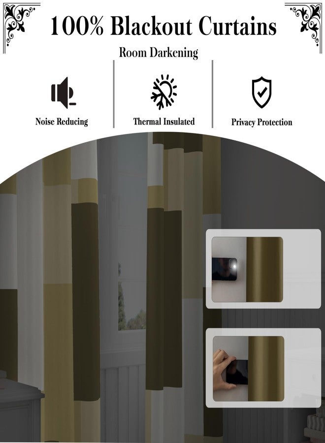 Tyrot Beige 100% Blackout Curtains for Bedroom 63 inch Long 2 Panels Set White Beige Modern Abstract Geometric Black Out Curtains Insulated Room Darkening Window Drapes for Living Room, 52Wx63L - Image 3