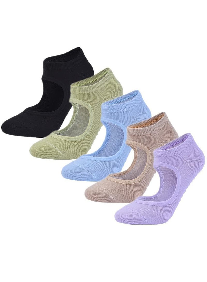 SOLARAE Ladies Anti-Slip Yoga and Pilates Socks, Professional Grip Socks for Dance and Fitness, Backless Design for Enhanced Stability and Performance. - Image 1