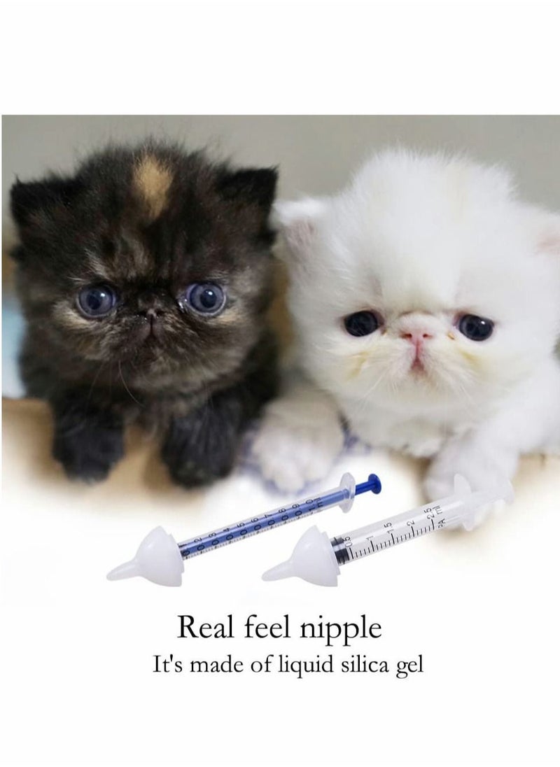 SYOSI - Silicone Feeding Nipple and Syringes, Kitten Puppy Feeding Bottles, Newborn Small Animals Milk Bottles for Nursing with Replacement Nipples, Pet Feeder Set, 5Pcs - Image 1