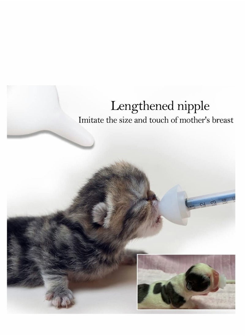 SYOSI - Silicone Feeding Nipple and Syringes, Kitten Puppy Feeding Bottles, Newborn Small Animals Milk Bottles for Nursing with Replacement Nipples, Pet Feeder Set, 5Pcs - Image 1