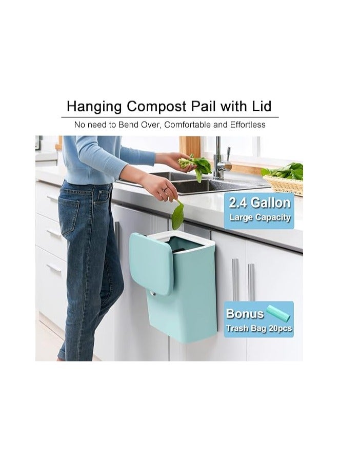 general 2.4 Gallon Kitchen Compost Bin for Counter Top or Under Sink, Hanging Small Trash Can with Lid for Cupboard/Bathroom/Bedroom/Office/Camping, Mountable Indoor Compost Bucket - Image 2
