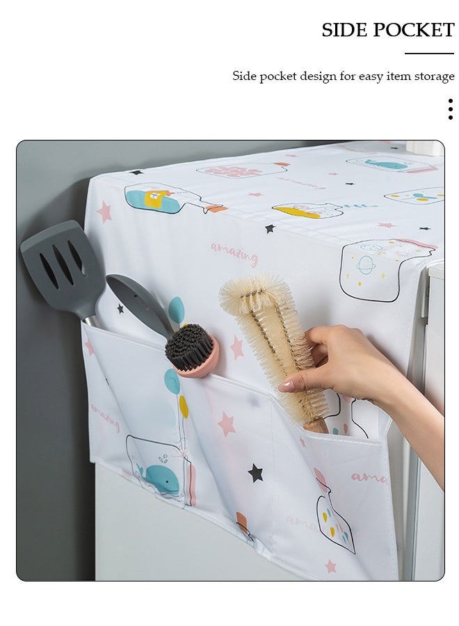 DUNISO غطاء غبار الثلاجة والغسالة والمجفف، غطاء علوي مقاوم للغبار مع جيوب تخزين مع جيوب تخزين جانبية، أغطية علوية مقاومة للماء متعددة الأغراض - Image 4