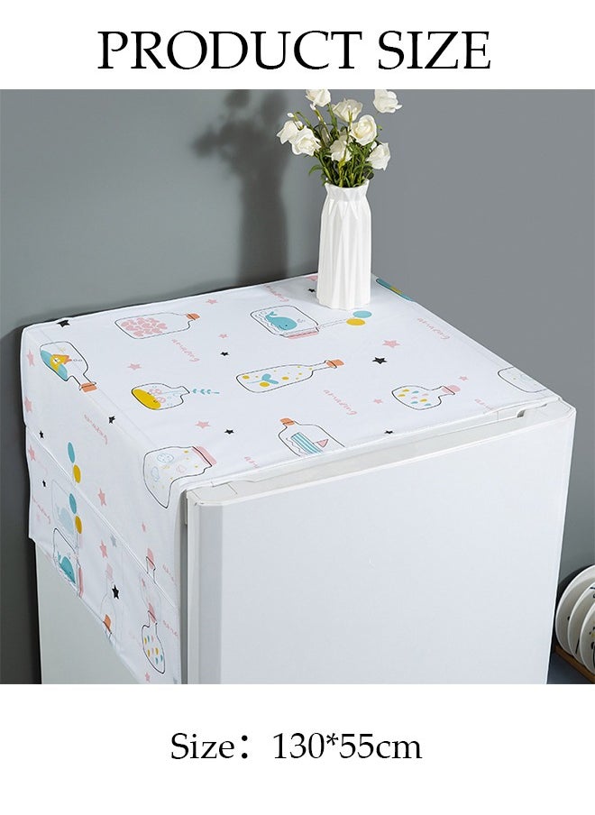 DUNISO Fridge Dust Cover Washer And Dryer Top Cover Refrigerator Dust Proof Cover with Storage Pockets with Side Storage Pockets Waterproof Multi-Purpose Top Covers  - Image 4
