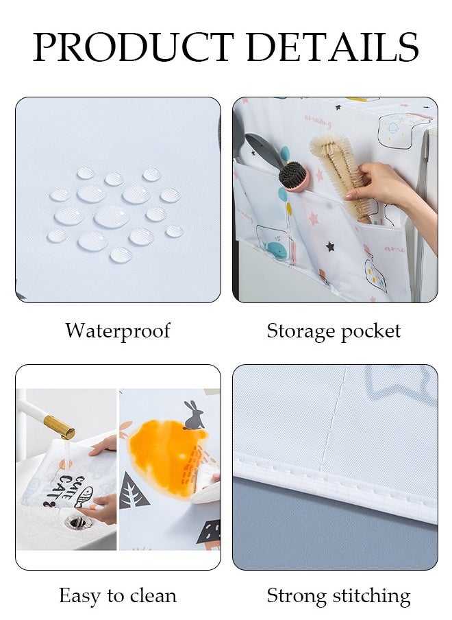 DUNISO Fridge Dust Cover Washer And Dryer Top Cover Refrigerator Dust Proof Cover with Storage Pockets with Side Storage Pockets Waterproof Multi-Purpose Top Covers  - Image 3