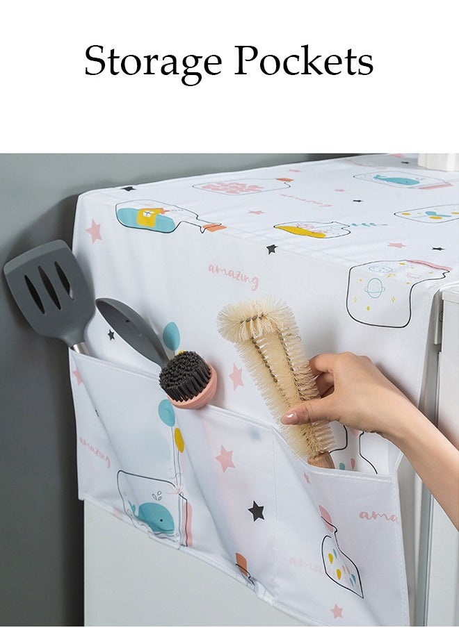 DUNISO Fridge Dust Cover Washer And Dryer Top Cover Refrigerator Dust Proof Cover with Storage Pockets with Side Storage Pockets Waterproof Multi-Purpose Top Covers  - Image 2