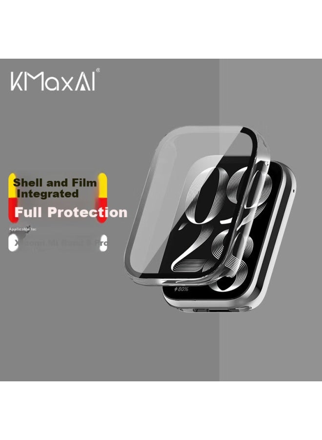 Kmaxai غطاء واقي شفاف + فيلم لـ Xiaomi Mi Band 9 Pro، واقي شاشة كامل التغطية & فيلم زجاج مقوى مقاوم للخدش، غلاف ساعة صلب مضاد لبصمات الأصابع - Image 1