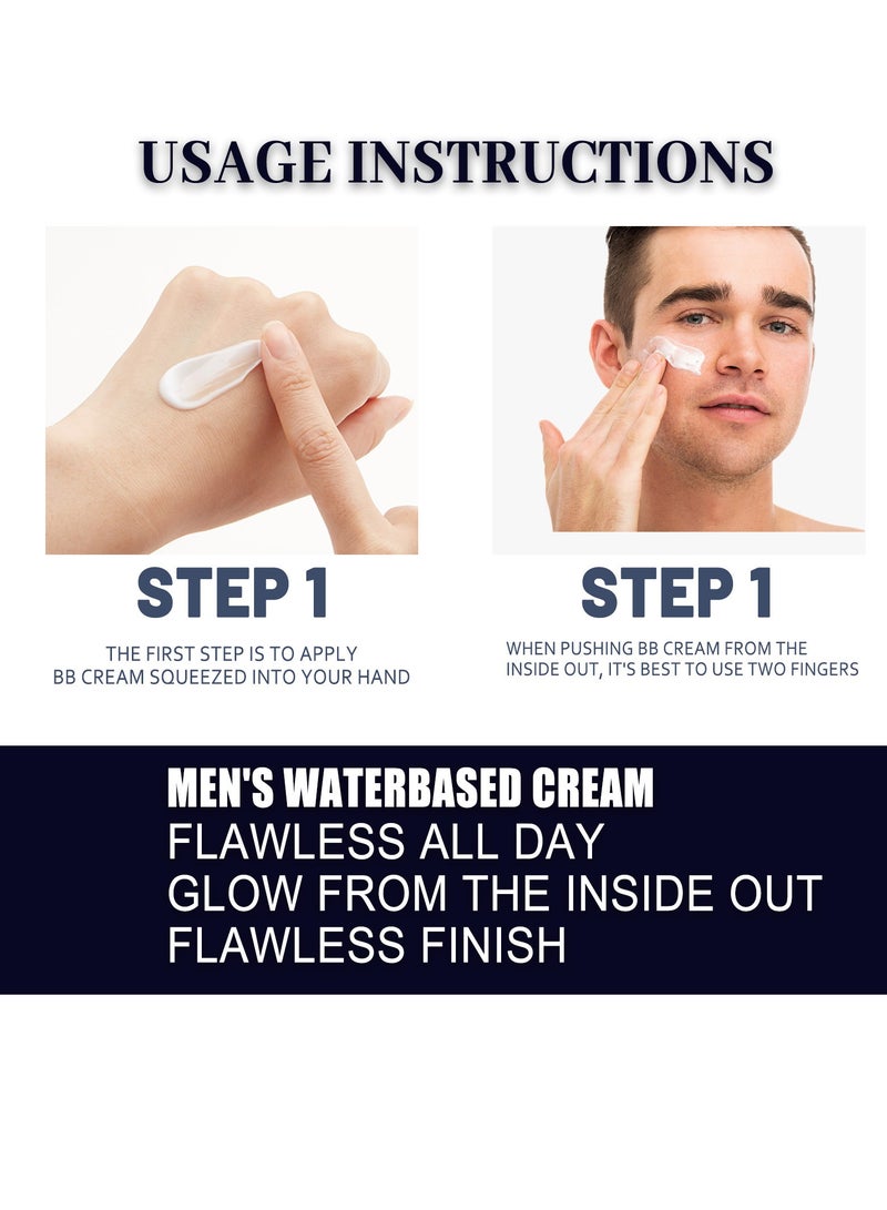 EELHOE Mens BB Cream Foundation, Concealer Corrects & Covers Imperfections, Provides Natural Look & Even Skin Tone, Cover Blemishes Color Correction Cream Perfect for Men's Tinted Moisturiser Face 50g - Image 3