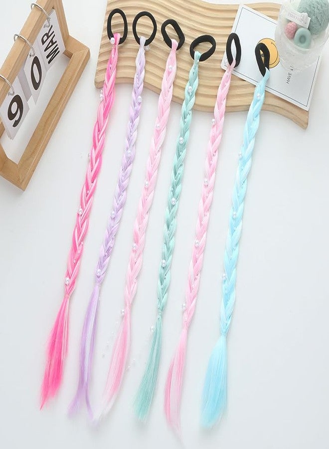 Plenteous مجموعة كبيرة من وصلات الشعر المضفرة للأطفال مع أربطة مطاطية، وربطات شعر على شكل ذيل حصان، وقطع شعر صناعية بألوان قوس قزح، ووصلات شعر مضفرة لامعة للنساء والأطفال والفتيات، مثالية لحفلات الأطفال (قطعة واحدة، متعددة الألوان). - Image 2