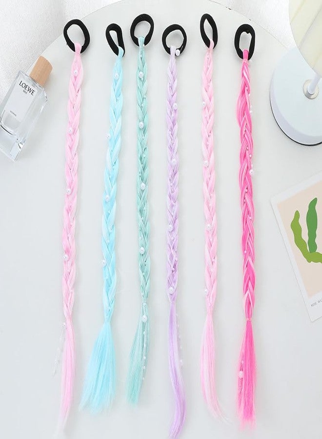Plenteous مجموعة كبيرة من وصلات الشعر المضفرة للأطفال مع أربطة مطاطية، وربطات شعر على شكل ذيل حصان، وقطع شعر صناعية بألوان قوس قزح، ووصلات شعر مضفرة لامعة للنساء والأطفال والفتيات، مثالية لحفلات الأطفال (قطعة واحدة، متعددة الألوان). - Image 4