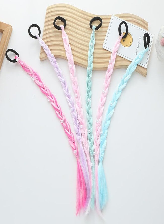 Plenteous مجموعة كبيرة من وصلات الشعر المضفرة للأطفال مع أربطة مطاطية، وربطات شعر على شكل ذيل حصان، وقطع شعر صناعية بألوان قوس قزح، ووصلات شعر مضفرة لامعة للنساء والأطفال والفتيات، مثالية لحفلات الأطفال (قطعة واحدة، متعددة الألوان). - Image 3
