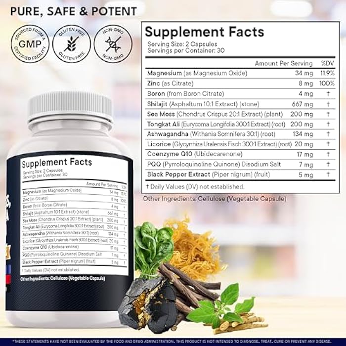 New Age Shilajit Supplement with Sea Moss, Ashwagandha, Tongkat Ali, Boron, Magnesium - Fulvic Acid Capsules - 120 Count - Image 5