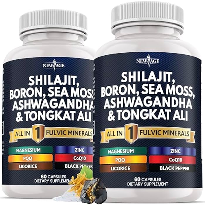 New Age Shilajit Supplement with Sea Moss, Ashwagandha, Tongkat Ali, Boron, Magnesium - Fulvic Acid Capsules - 120 Count - Image 1
