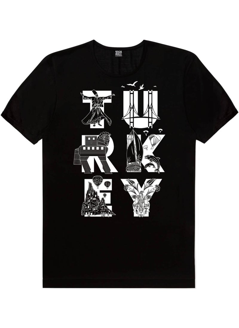 Rock&Roll Turkish Crescent Star Black, Turkey Letters White, Istanbul Bicycle Black Women's 3-Piece Eco Pack T-Shirt  - Image 5