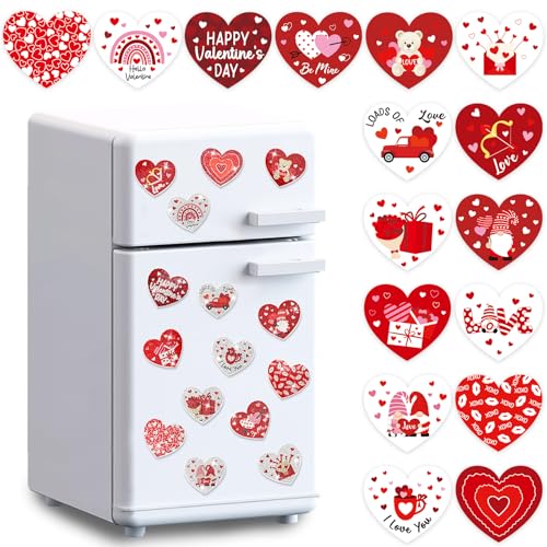 JULMELON 16pcs Valentine Heart Diamond Art Magnet Kits, Diamond Art Magnets for Valentine's Day Crafts 7cm Acrylic Painting Fridge Magnets for Adults Decor - Image 1