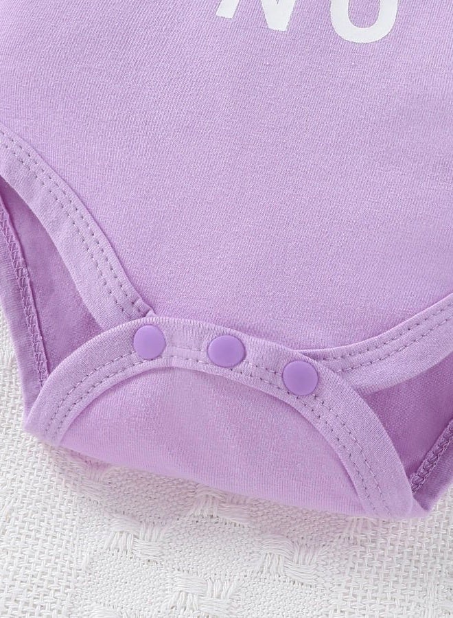Fullfamous Baby Girl's 3pc Frill Long Sleeve Romper and Pant Set, Purple Donut, 0-3 Months - Image 4