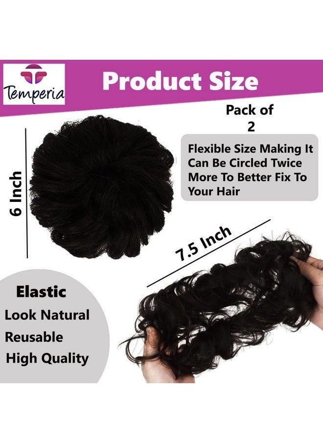 Temperia - Hair Accessories For Women Stylish Juda Hair Buns For Women Messy Bun Hair Extension Artificial Fake Hair Donuts Bun Maker Scrunchies With Elastic Rubber Band Black Pack Of 1 - Image 1