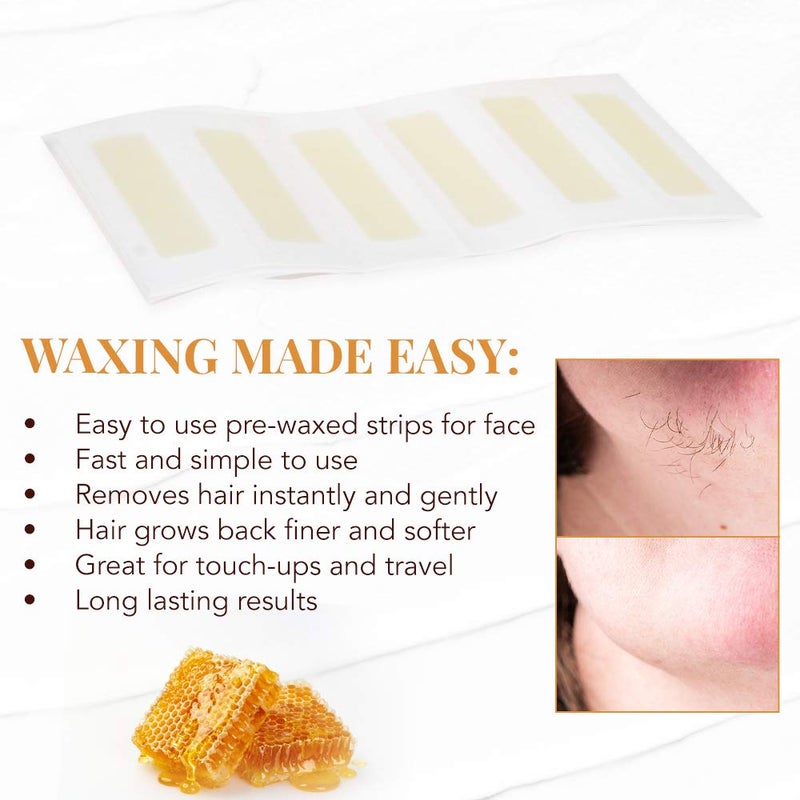 GiGi Wax Strips for Hair Removal â€“ 12 Facial Wax Strips for Women with Post Epilation Lotion, At Home Waxing Kit - Image 4