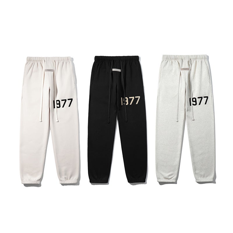 Fashionable Brand Fear Of God Season 8 Essentials Flocked 1977 Velvet Casual Pants For Men And Women - Image 2