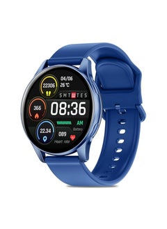 pTron Newly Launched Reflect Flash 1.32 inch Round Dial Smartwatch, Bluetooth Calling, Full Touch Display, 600 NITS, Metal Frame, 100+ Watch Faces, HR, SpO2, Voice Assist & 5 Days Battery Life (Blue)