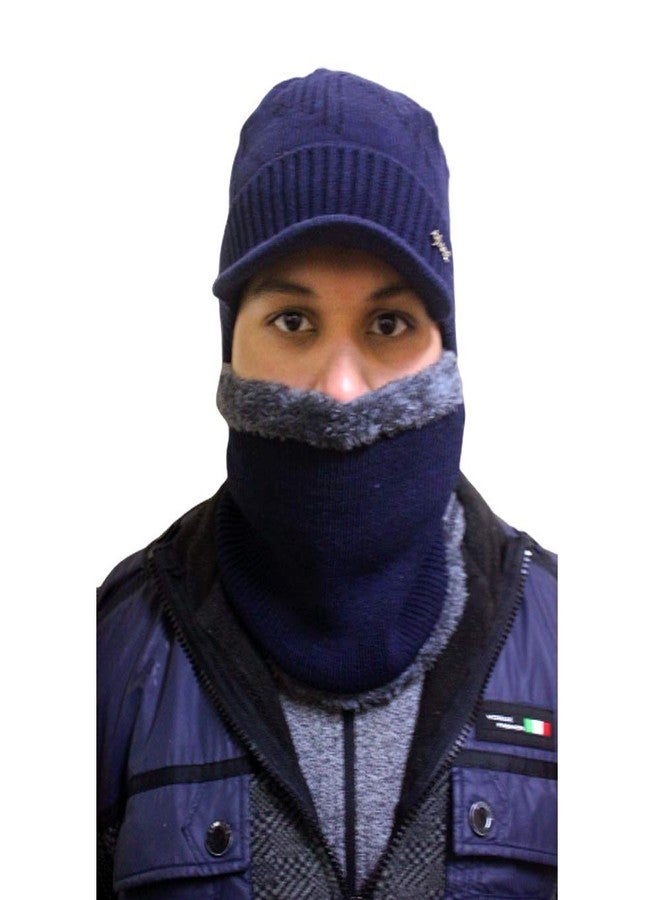 Krystle 2-Pieces Winter Beanie Hat Neck Scarf Set Warm Knitted Fur Lined For Men's & Women's-(Blue,Freesize) - Image 2