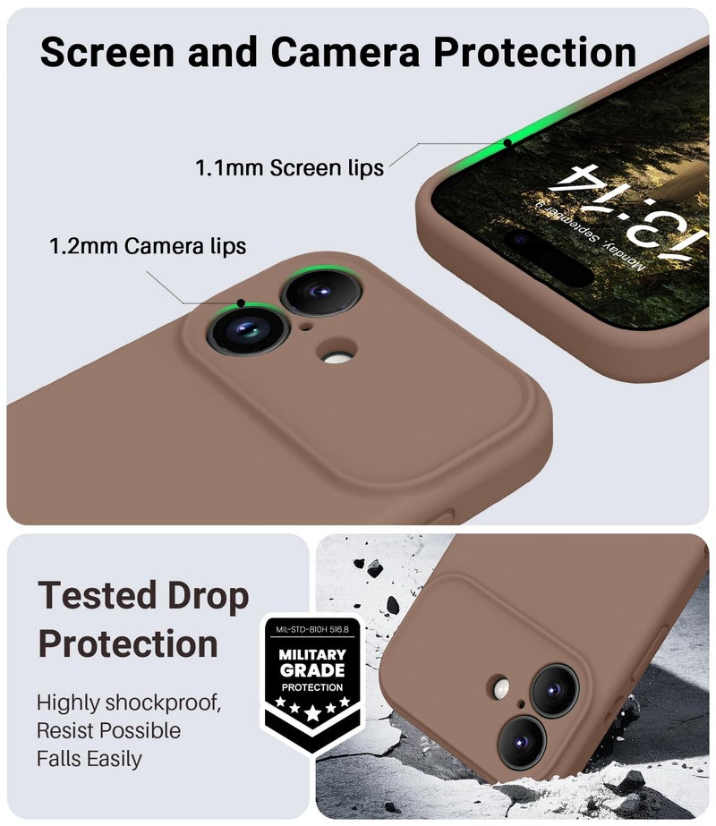 OTOFLY Magnetic for iPhone 17 Case,Compatible with Magsafe,Classic Liquid Silicone Mobile Phone Case,Integrated Camera Control Button,Anti-Scratch Microfiber Lining, Light Brown - Image 5