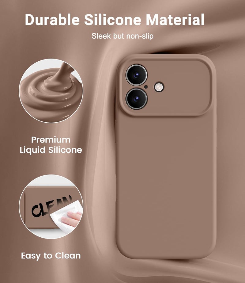OTOFLY Magnetic for iPhone 17 Case,Compatible with Magsafe,Classic Liquid Silicone Mobile Phone Case,Integrated Camera Control Button,Anti-Scratch Microfiber Lining, Light Brown - Image 3