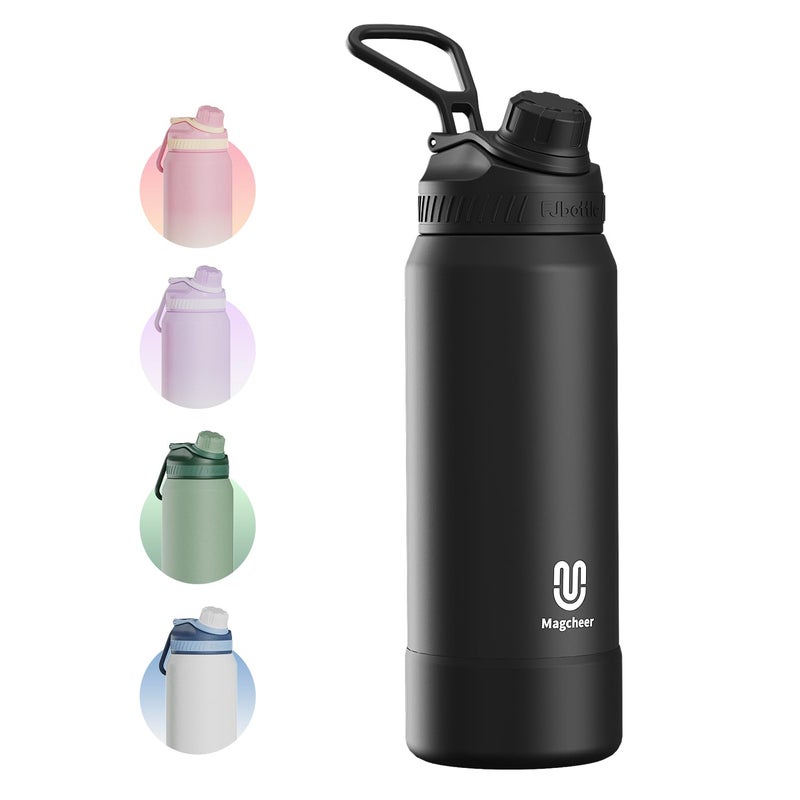 Magcheer 32oz Insulated Water Bottle| Double-Wall Vacuum Stainless Steel, Wide Mouth Design, Leak-Proof Reusable Bottle for Gym, Sports & Daily Hydration - Black - Image 1